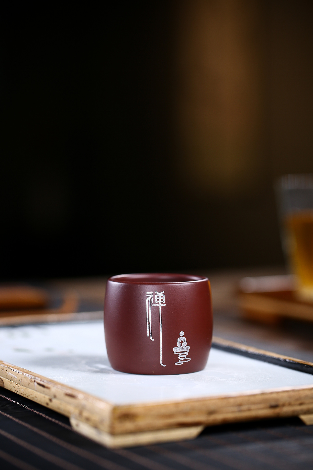 宜兴紫砂品茗杯原矿紫朱泥静空道禅套杯主人杯定制批发一件代发