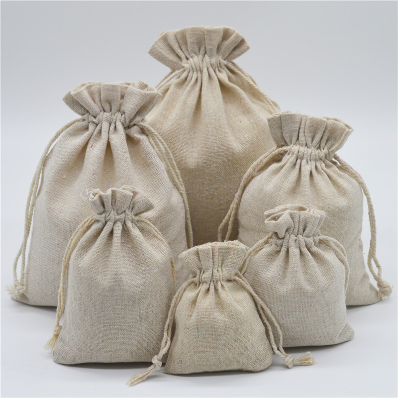 Wholesale Cotton Drawstring Bag Drawstring Buggy Bag Blank Cloth Bag Simple Cotton Linen Bag Gift Drawstring Bag