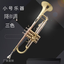 厂家销售铜管吹奏降B调小号乐器哈麦伦三色小号漆金三音小号乐器