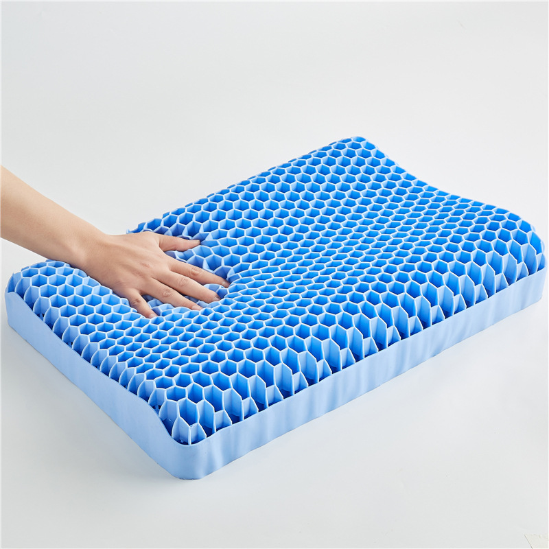 蜂窝硅胶枕头果胶tpe枕儿童无压枕可水洗护颈枕头曲线透气硅胶枕