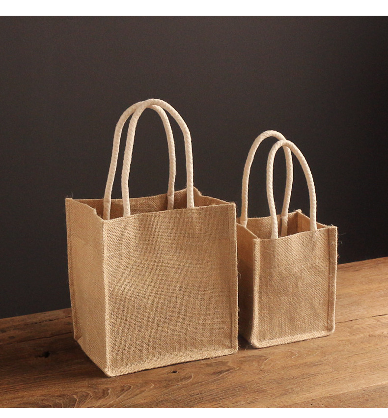 小清新手拎包带饭麻布袋手提袋文艺伴手礼袋简约礼品袋定制印logo