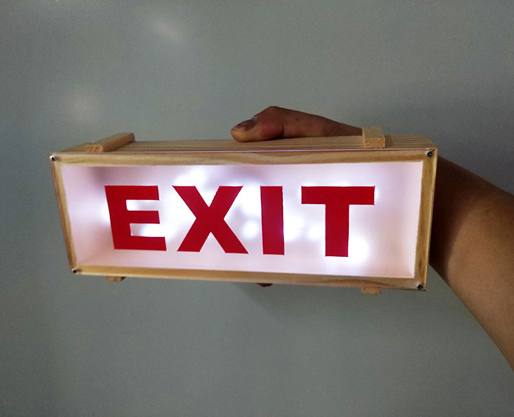 外贸爆款 出口exit创意照明实木灯箱 led灯家居店铺装饰夜灯气氛