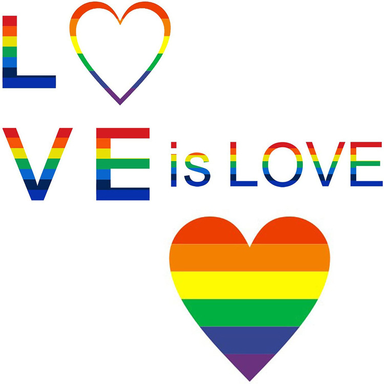 亚马逊爆款8种彩虹色爱心图案情人节礼品自粘花纹标签贴纸