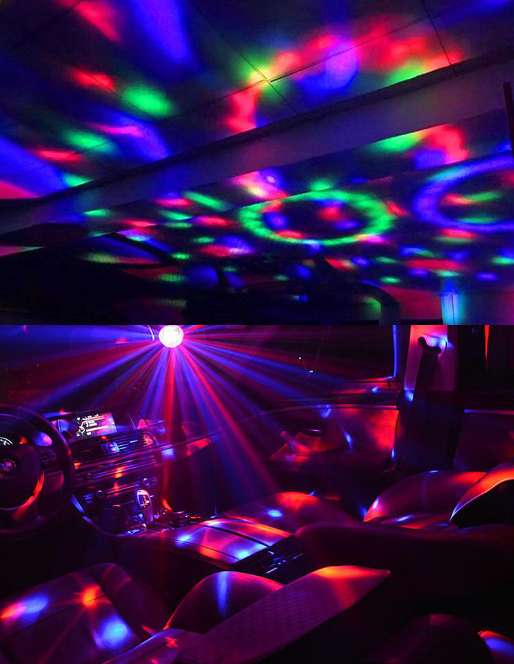 车载水晶魔球舞台灯蹦迪灯氛围灯声控激光灯闪光灯旋转家用七彩灯