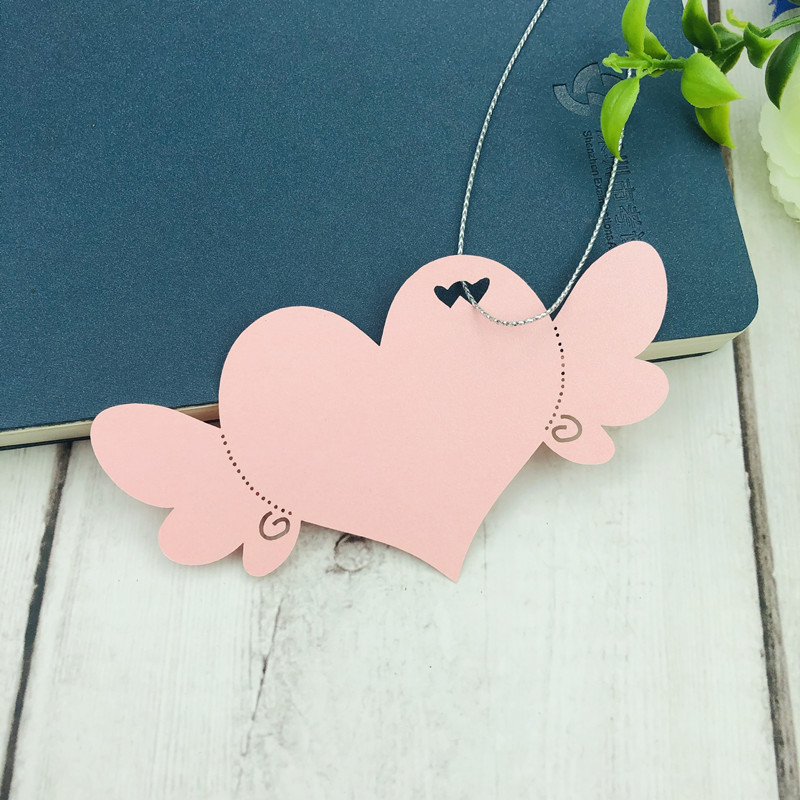 爱心翅膀许愿卡空白卡片祝福留言卡感谢卡心愿卡祈福卡片节日吊卡