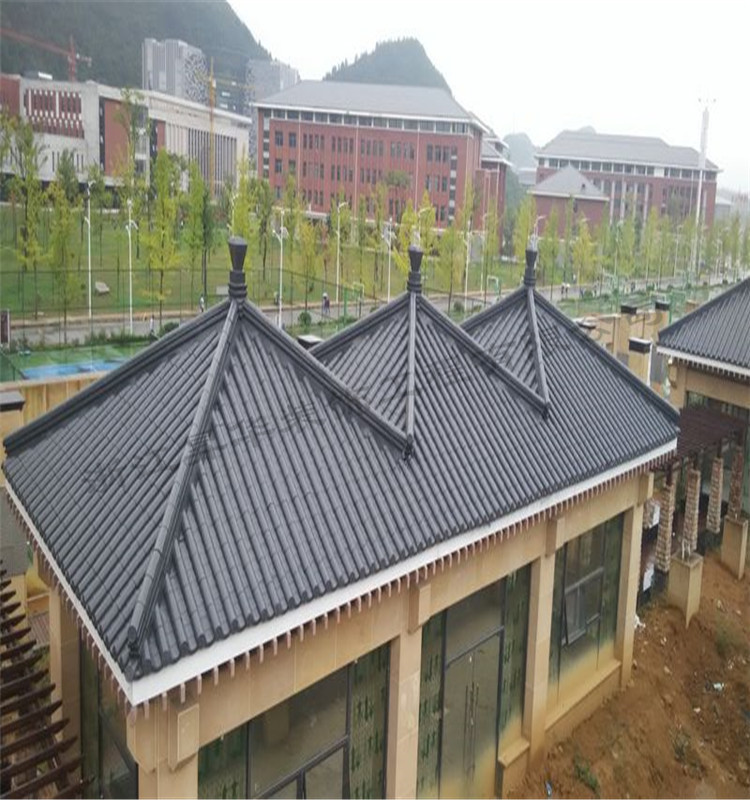 黑龙江 别墅寺庙 0.7-1.2mm 氟碳漆铝镁锰仿古瓦 屋脊瓦 828型