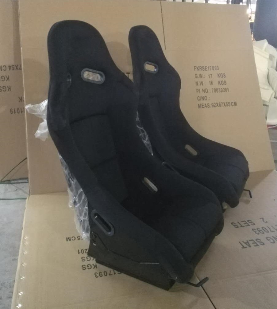 供应针织布汽车座椅带l板单滑道桶式玻璃钢座椅改装车赛车椅