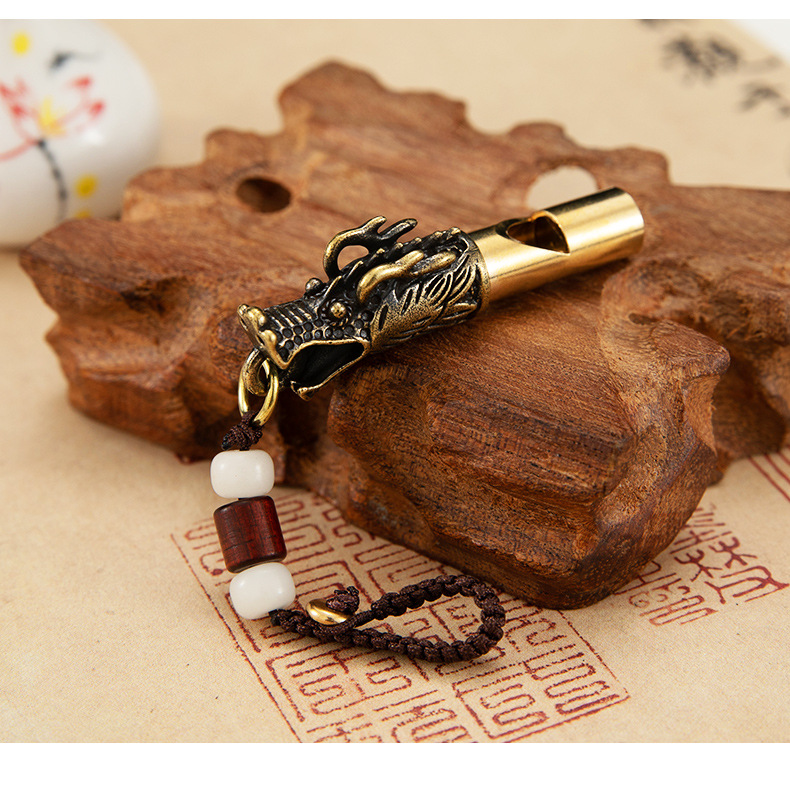 黄铜龙头口哨复古汽车钥匙扣金属挂件男女通用款金属野外呼叫装备