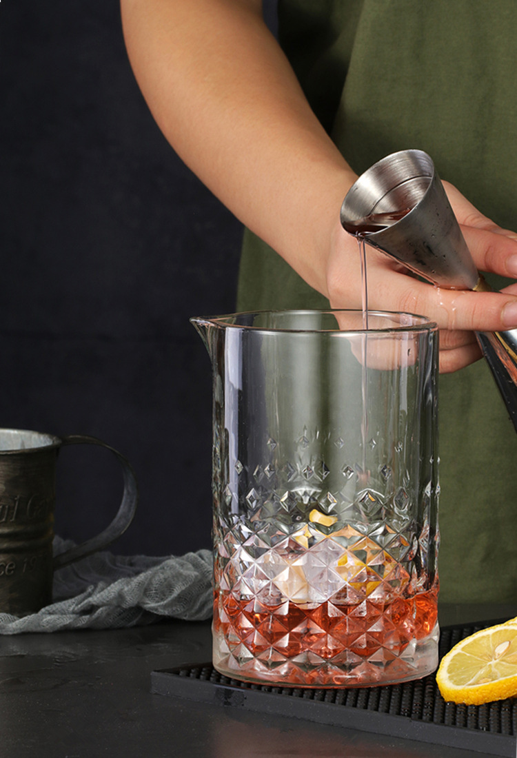 无铅玻璃刻花调酒搅拌杯调酒调酒杯mixing glass日式鸡尾酒混合器