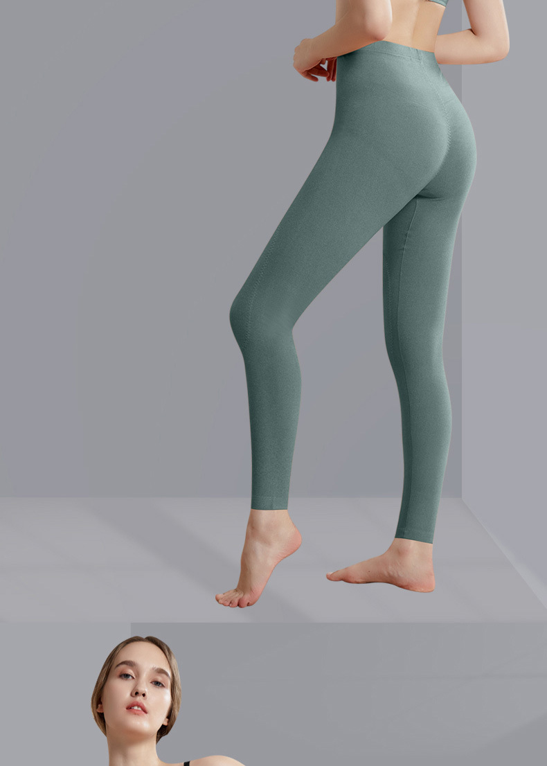 女士加绒发热纤维单件保暖秋裤双面磨毛女护膝提臀恒温打底裤批发