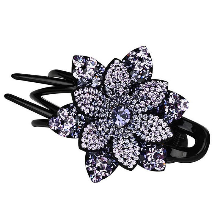 New Korean Style Rhinestone Dignified Flowers Back Head Hairpin Large Size Flower-Shaped Hairpin for Updo Duckbilled Hair Accessories Female Wholesale