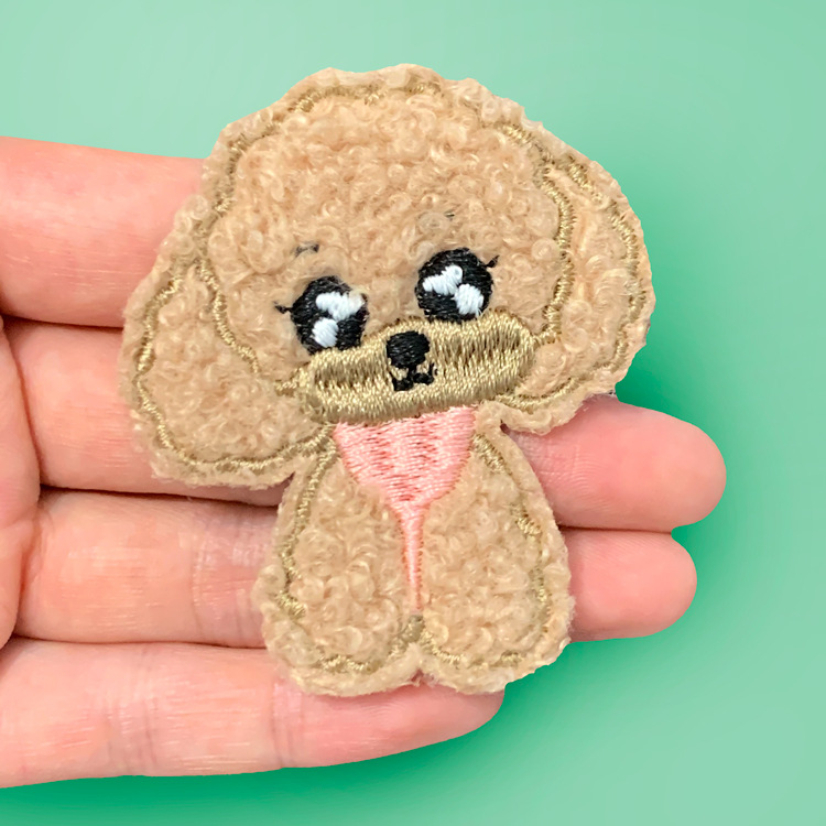 电脑绣花可爱泰迪比熊狗狗图案服装辅料刺绣毛绒小狗布贴定制自粘