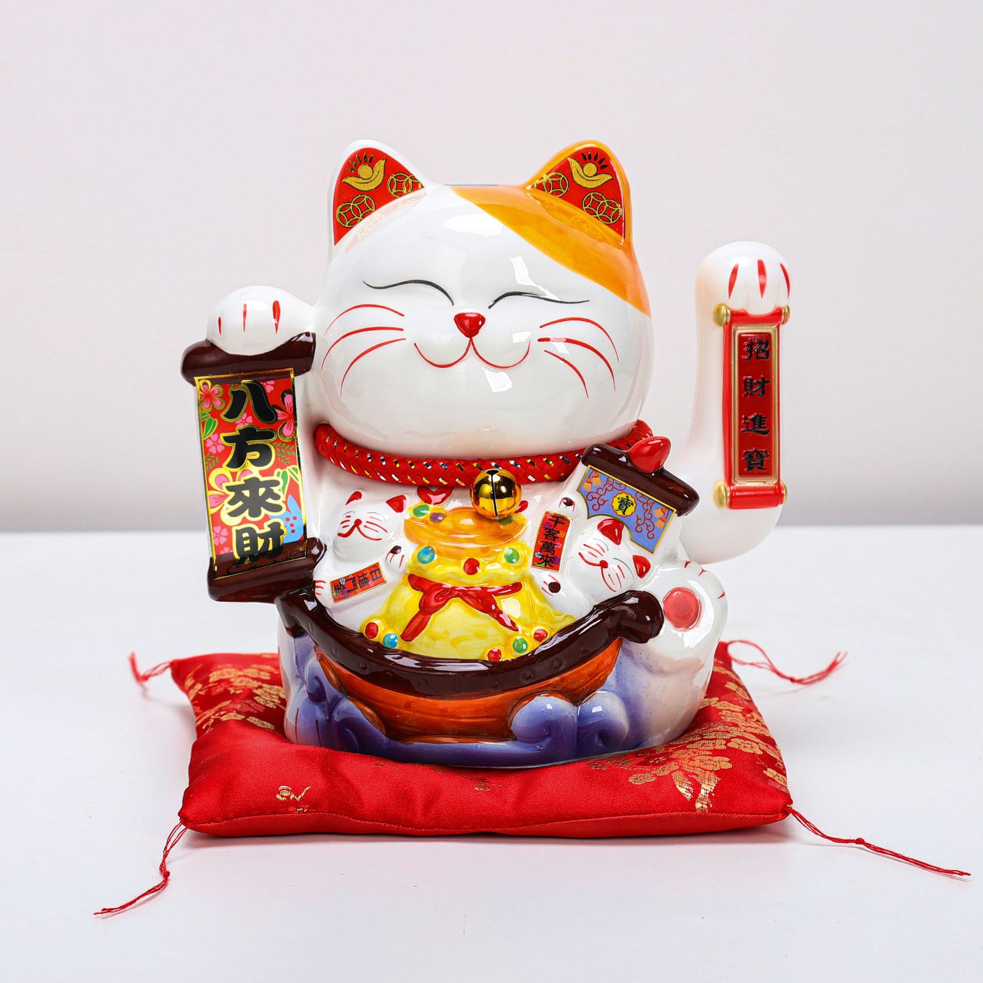 陶瓷开业摆件8寸摇手招财猫工艺品店铺保险银行开业礼品超市 logo