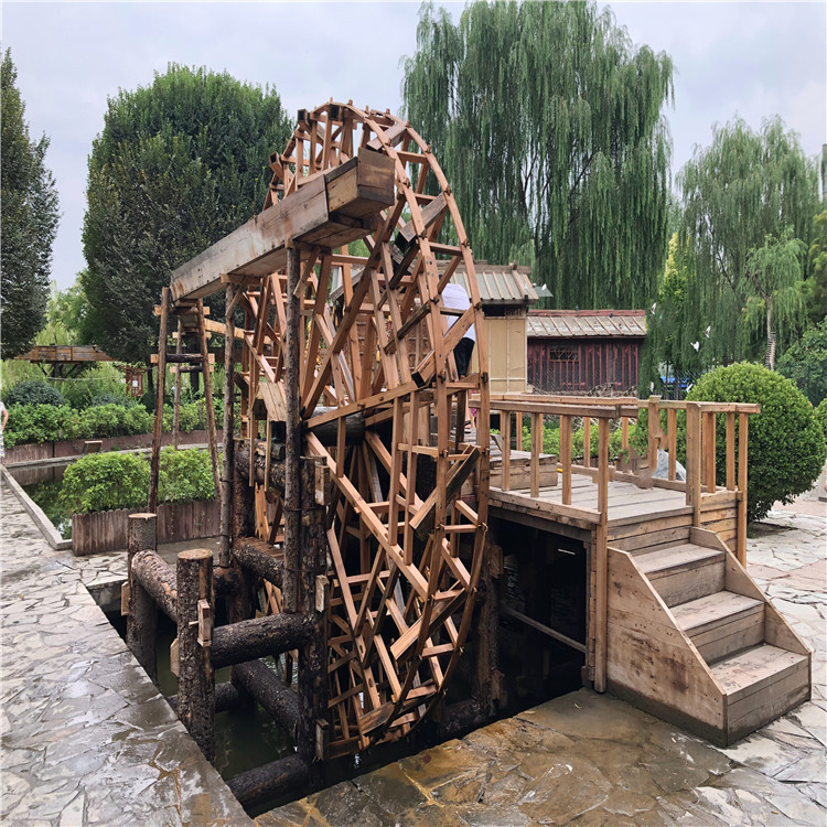 防腐木水车户外景观水车木制电动水车摆件厂家直销定制车轮浇水