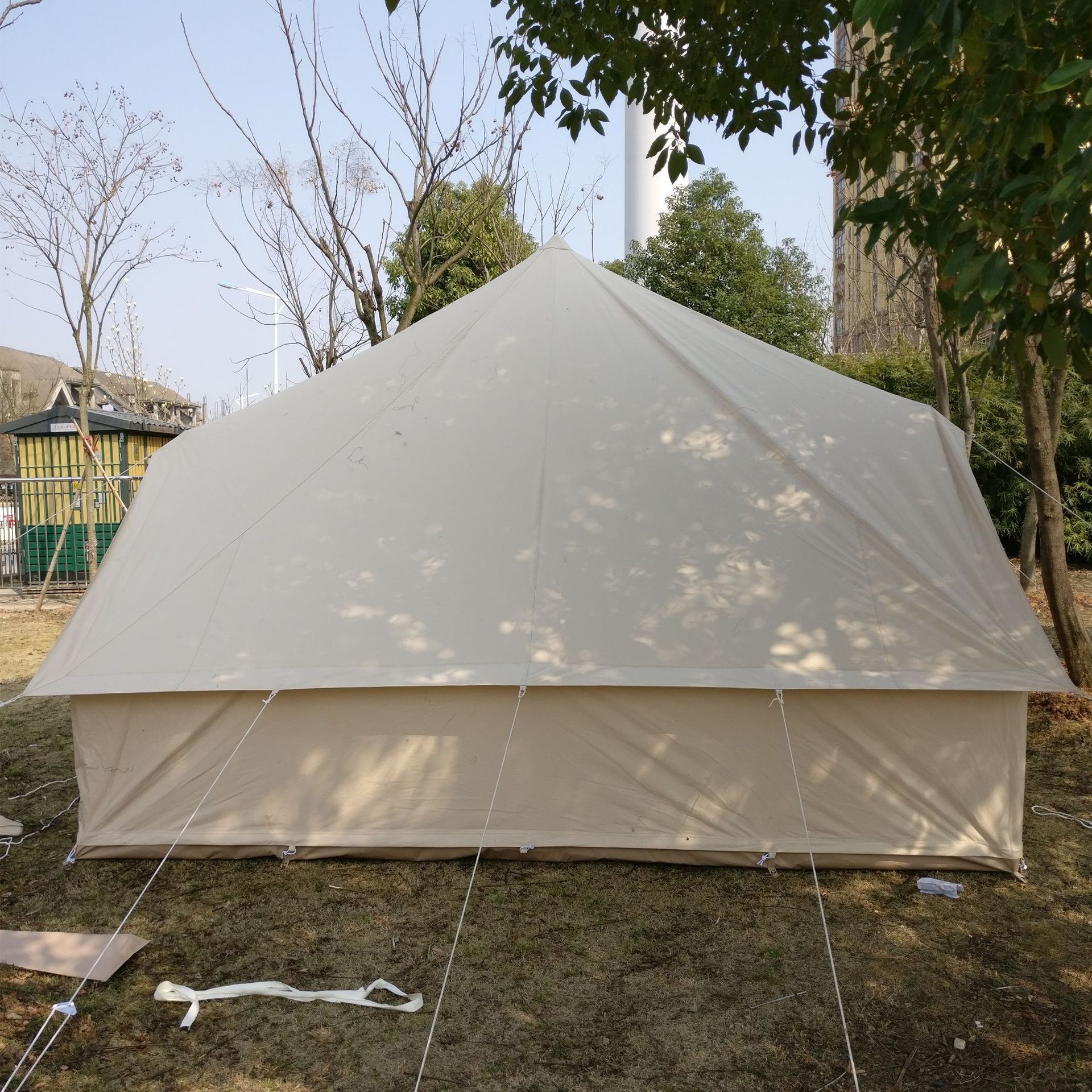 现货双门45m棉布帐篷铃铛帐篷户外野营帐篷大型露营帐篷防水防霉