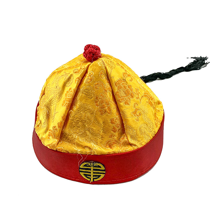 古装表演道具清朝太子帽戏剧地主帽成人儿童演出王爷帽瓜皮帽子