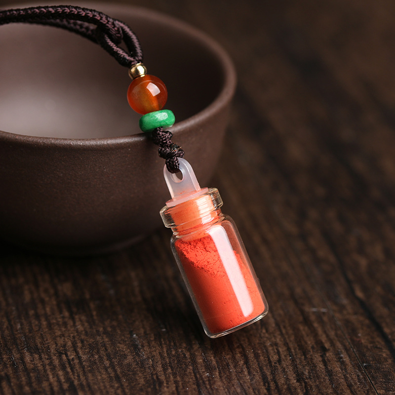 厂家直销 天然朱砂吊坠 紫金砂晶体小挂件 朱砂粉小项链瓶批发