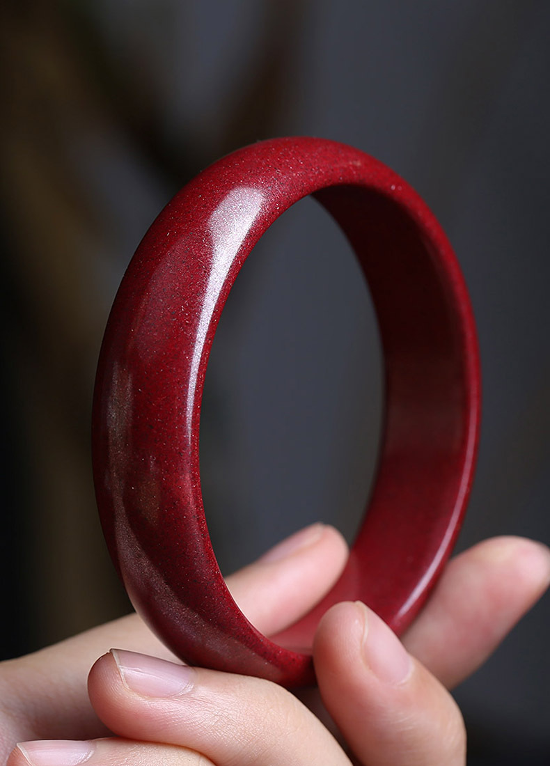 天然原矿朱砂手镯女高含量紫金砂红色饰品批发镯子正品一件代发