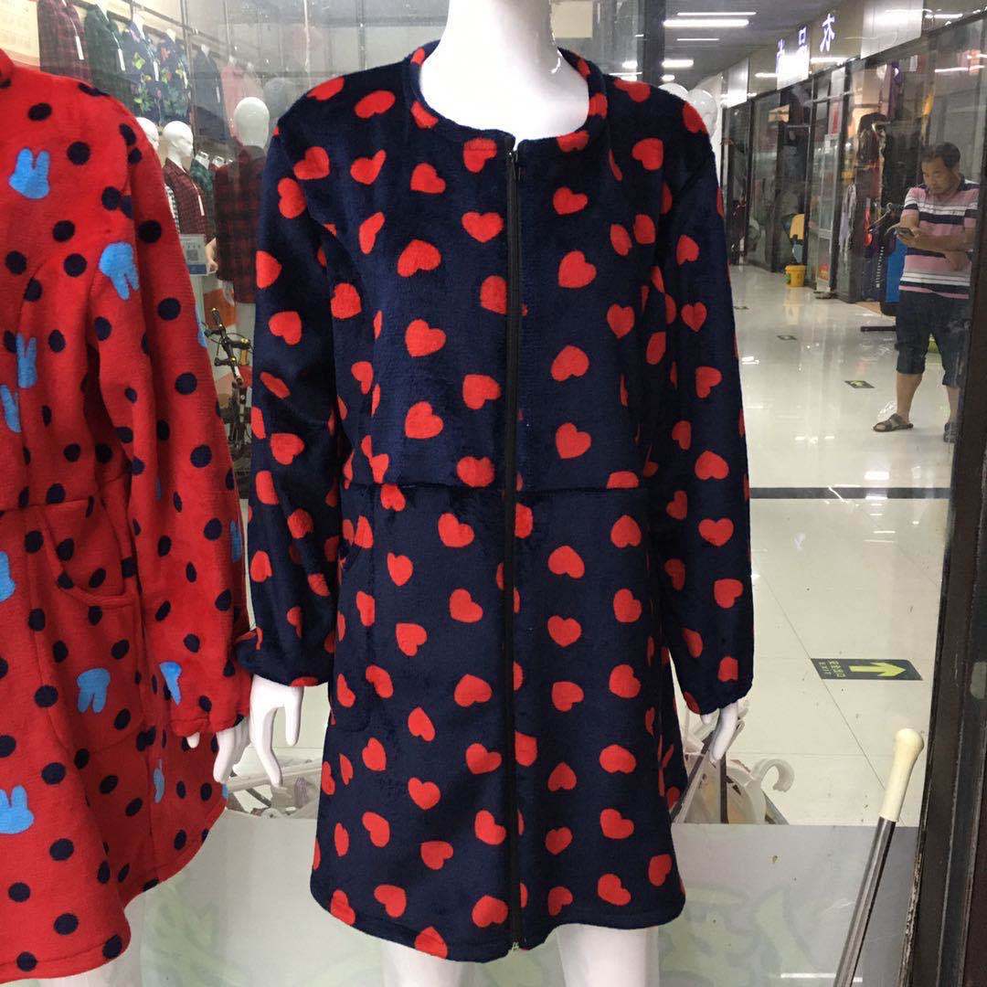 秋冬季成人法兰绒罩衣围裙护衣韩版拉链长袖加厚保暖防污厂家直销