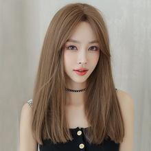 厂家批发韩版时尚中分刘海假发女长发自然修颜锁骨直发假发头套
