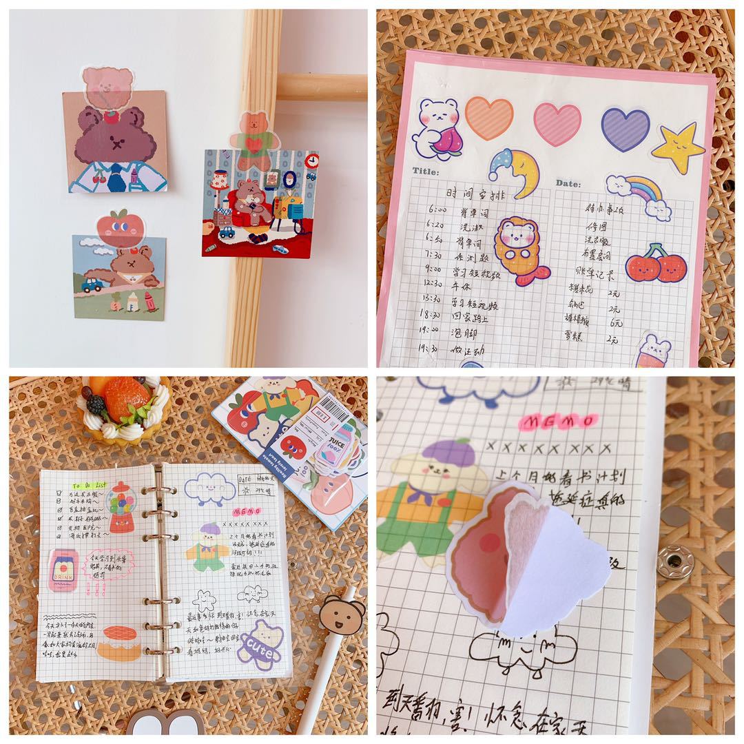 韩版ins卡通可爱软糖小熊手帐贴纸创意手机装饰素材杯子和纸贴纸