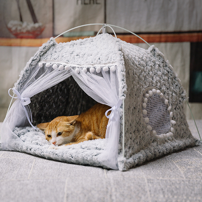 Cat Nest Summer Cat Tents Cat House Semi-Enclosed Pet Bed Four Seasons Kennel Villa Bedding