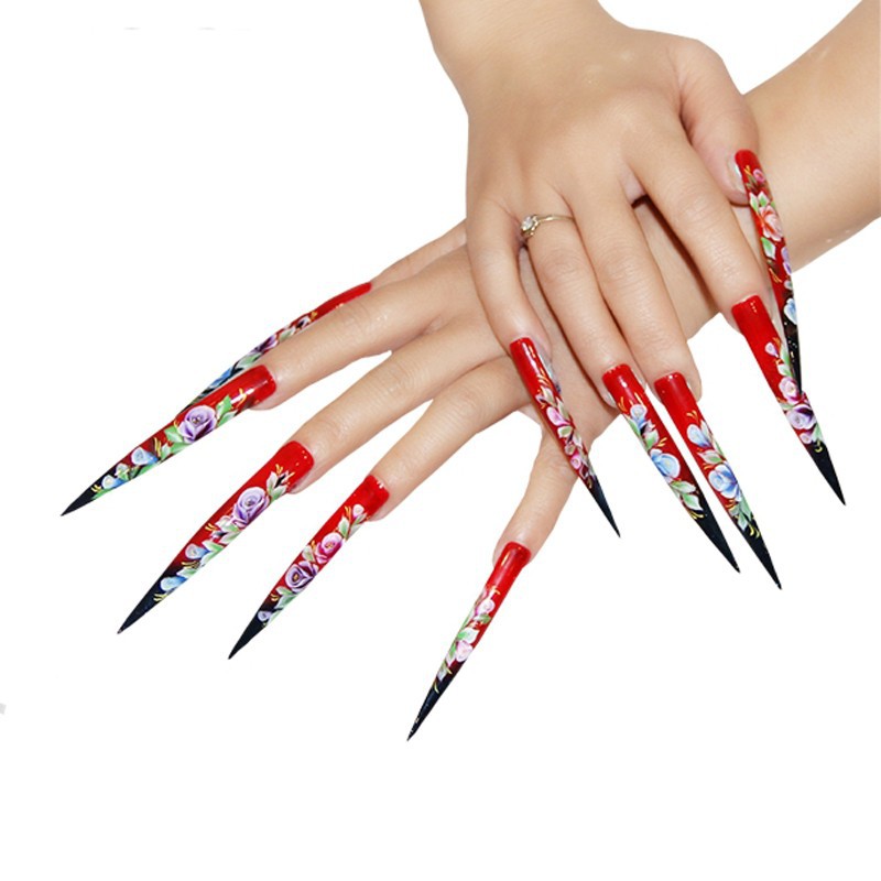 美甲超长沙龙甲片 工艺甲片 样板表演艺术假指甲贴片 透明自然色