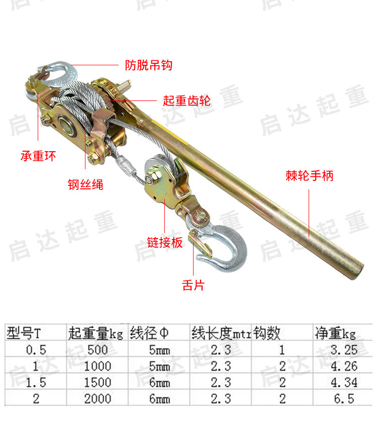 日式紧线器电工电线拉紧器多功能手动双钩1吨收紧器钢丝绳拉紧器