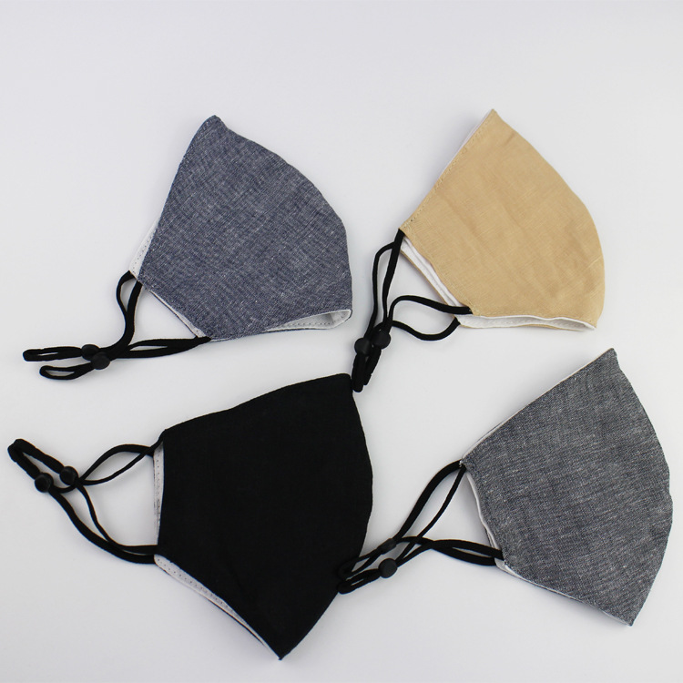 新款亚麻料布口罩防尘防风可手洗插过滤片纯棉口罩工厂库存清仓