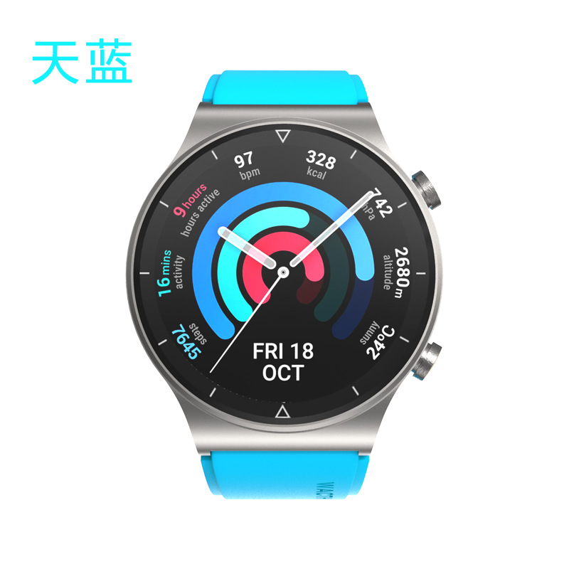 适用氟橡胶表带 华为watch gt2 pro智能手表氟橡胶单色手表表带