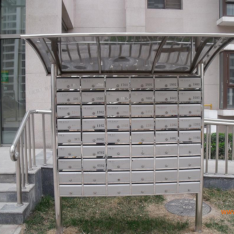 不锈钢信报箱小区别墅室外信报箱带雨棚落地式信箱定制厂家批发
