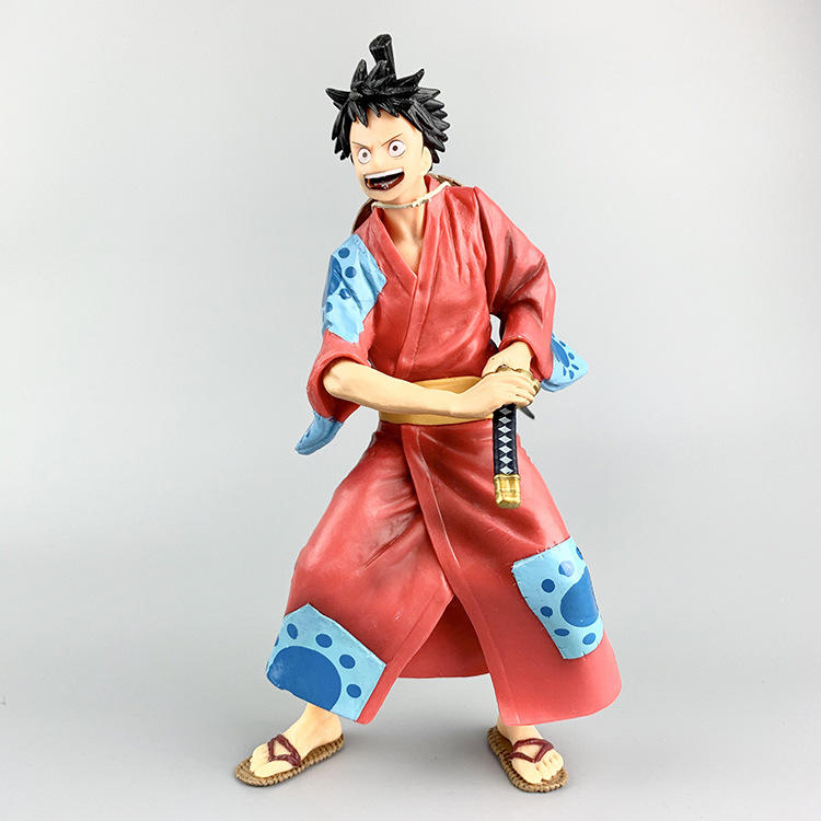 现货批发 海贼王手办公仔摆件和服路飞草帽笑脸路飞动漫公仔