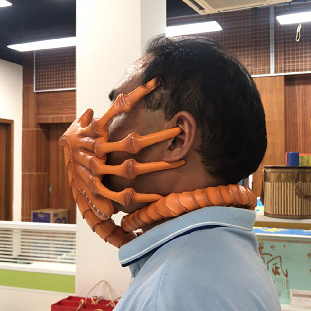 万圣节恐怖异形蝎子面具现货仿真新款抱脸虫面具铁血战士乳胶面具