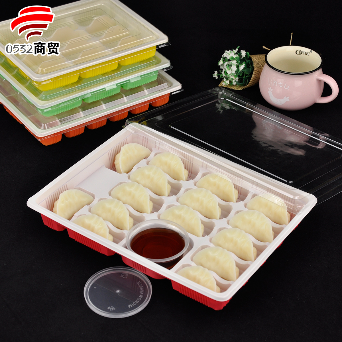 饺子盒一次性商用冻生水饺外卖打包盒分格透明20格包装快餐盒带盖