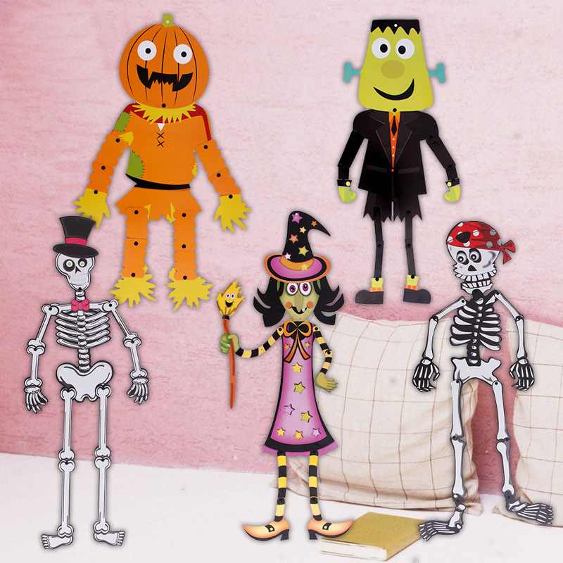 万圣节立体纸人折叠纸人万圣节酒吧场景道具墙纸万圣节装饰品道具