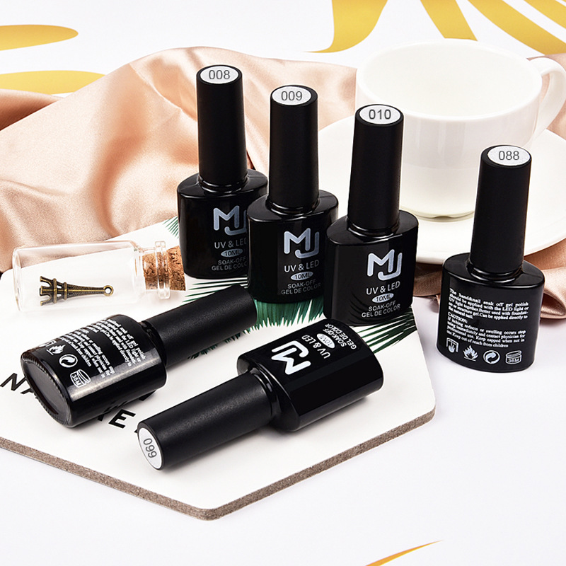 mj品牌现货100色实色uv指甲油胶套装 光疗胶 nail gel 美甲甲油胶