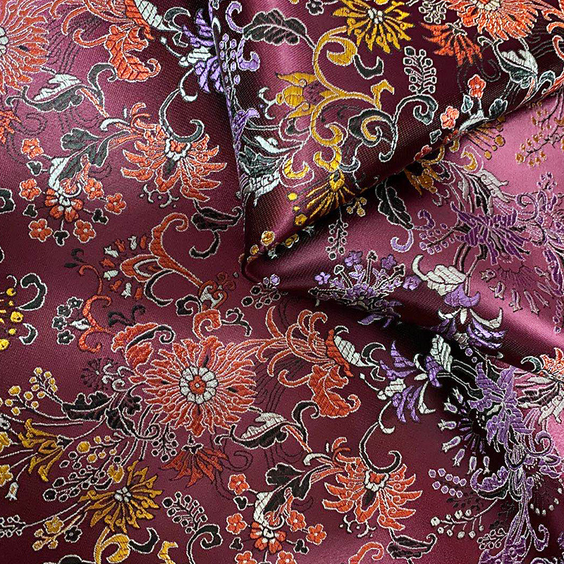 红毛丹人丝织锦缎丝绸 唐装古装寿衣旗袍面料缎面布料现货批发