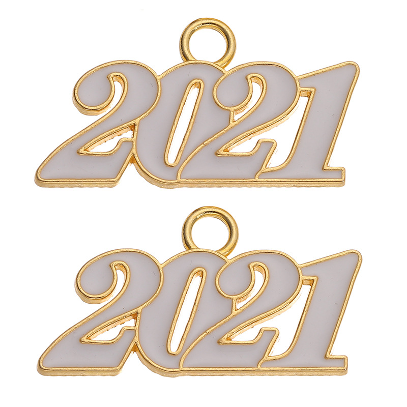 跨境爆款2021数字吊坠彩色滴油diy手工饰品配件项链耳环手链挂件