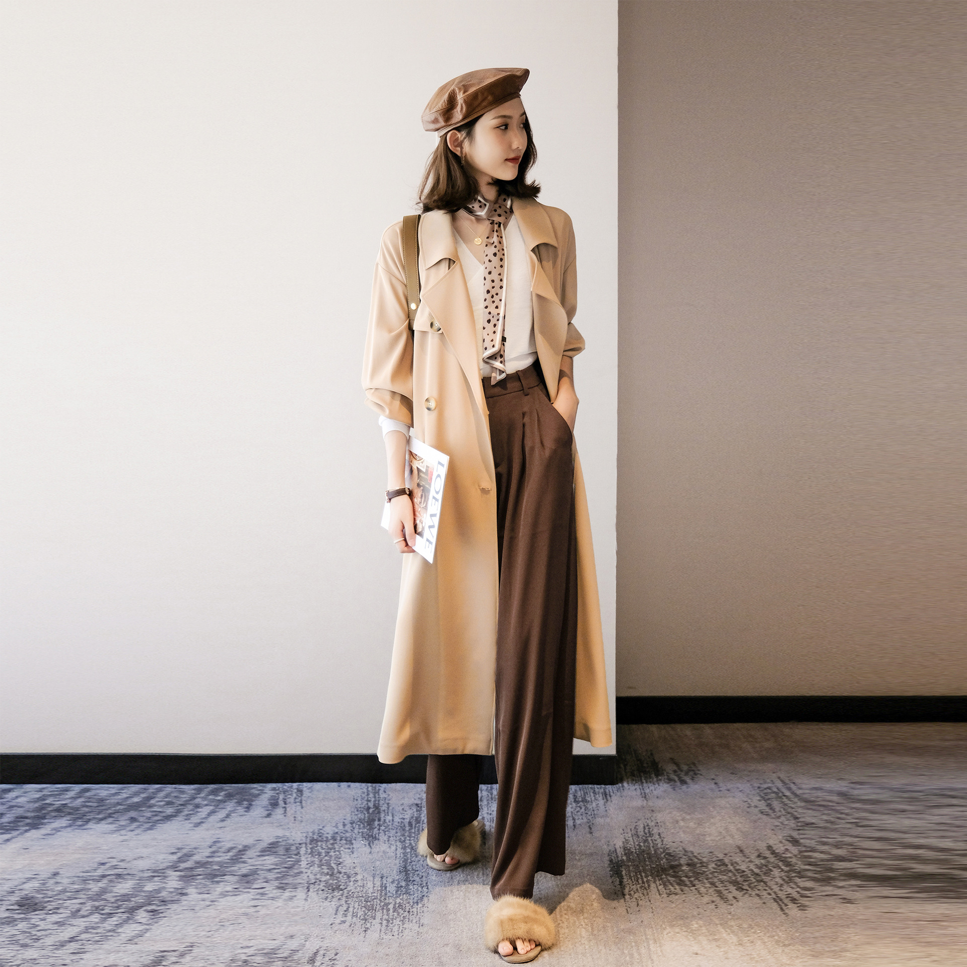 百搭气质风衣中长款秋季2020新款小个子外套大衣女长款气质过膝t