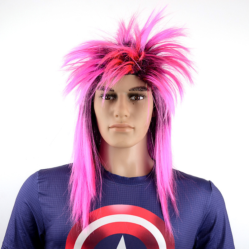 动漫cosplay假发 热销男士长假发 粉色微卷男士长卷发 艺术假发