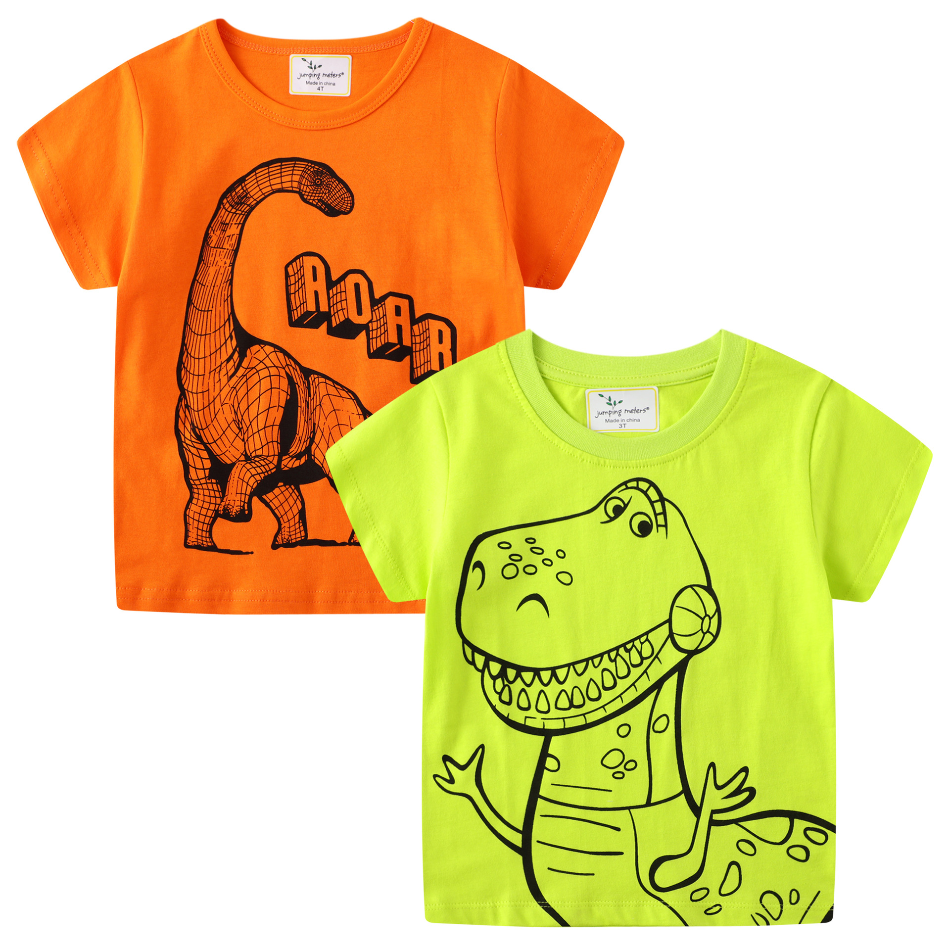 现货jumpingmeters春夏欧美男童童装卡通针织短袖圆领儿童t恤