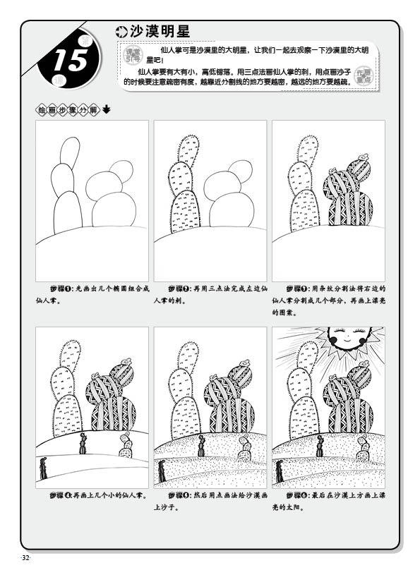 儿童线描画教材零基础少儿美术培训创意装饰画技法绘画入门教程