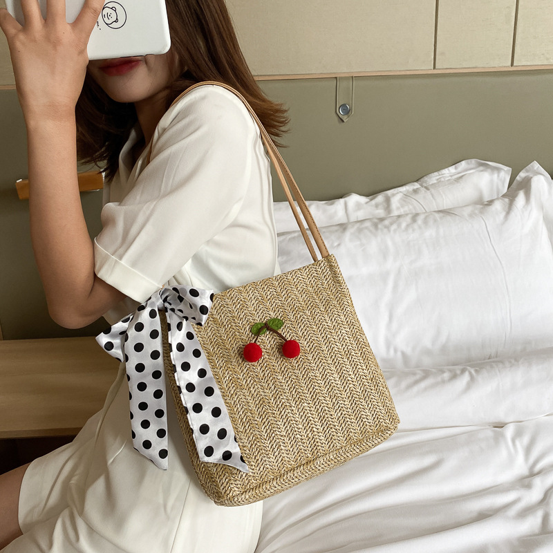 Fashion Scarf Straw Bag Summer 2020 New Trendy Korean Style Shoulder Crossbody Personalized Woven Small Bag for Women