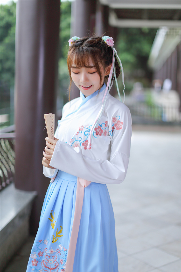 古装女 汉服 超仙服装女古装花旦青衣梁祝秋香演出服中国风戏服