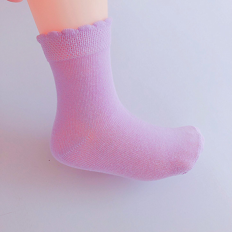 大中小孩儿童学生袜子 婴幼儿女宝宝棉春秋冬中筒无花边