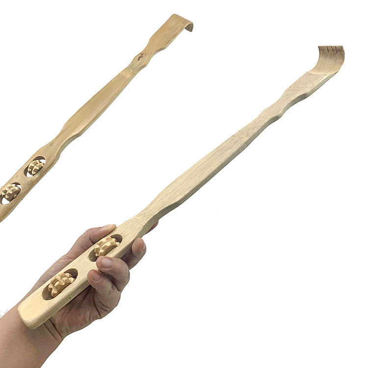 竹质痒痒挠按摩器两轮不求人老头乐抓背挠痒竹制滚轮工艺品批发