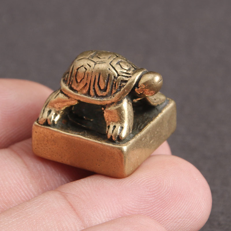 黄铜做旧防古乌龟印章篆刻平底学生用章工艺礼品桌面摆件文房用印