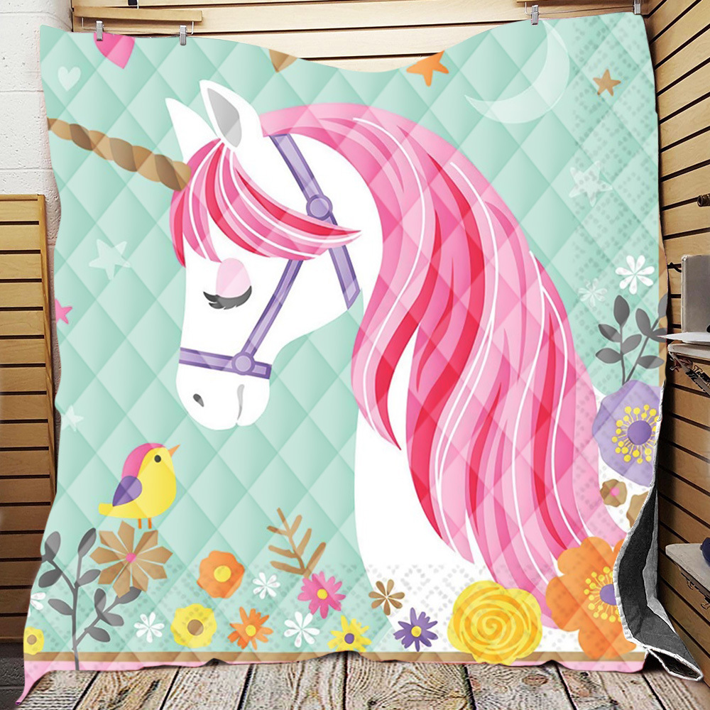 绗缝被 时尚 3d数码印花 跨境亚马逊quilt加棉独角兽卡通空调被