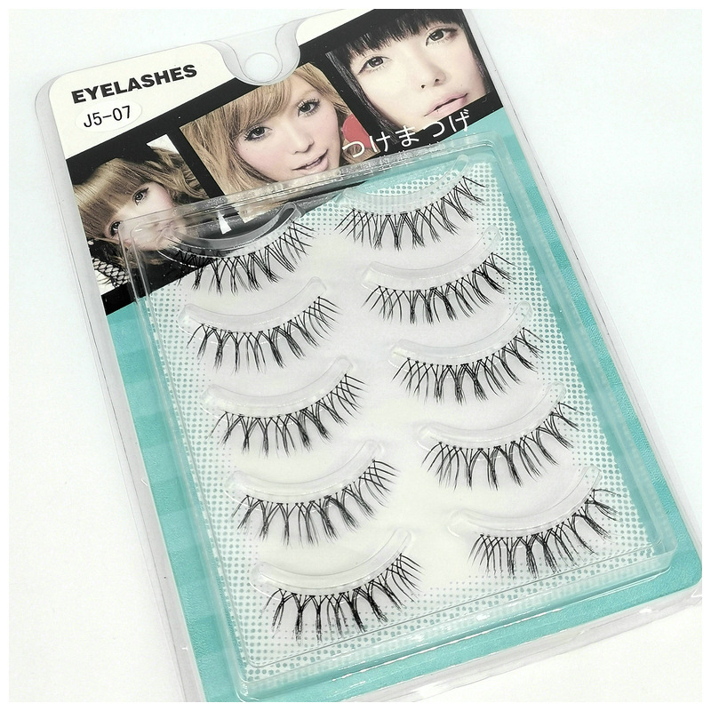 Handmade Sharpening Natural Simulation Eyelash Sheer Root Japanese 5 Double Pairs of False Eyelashes