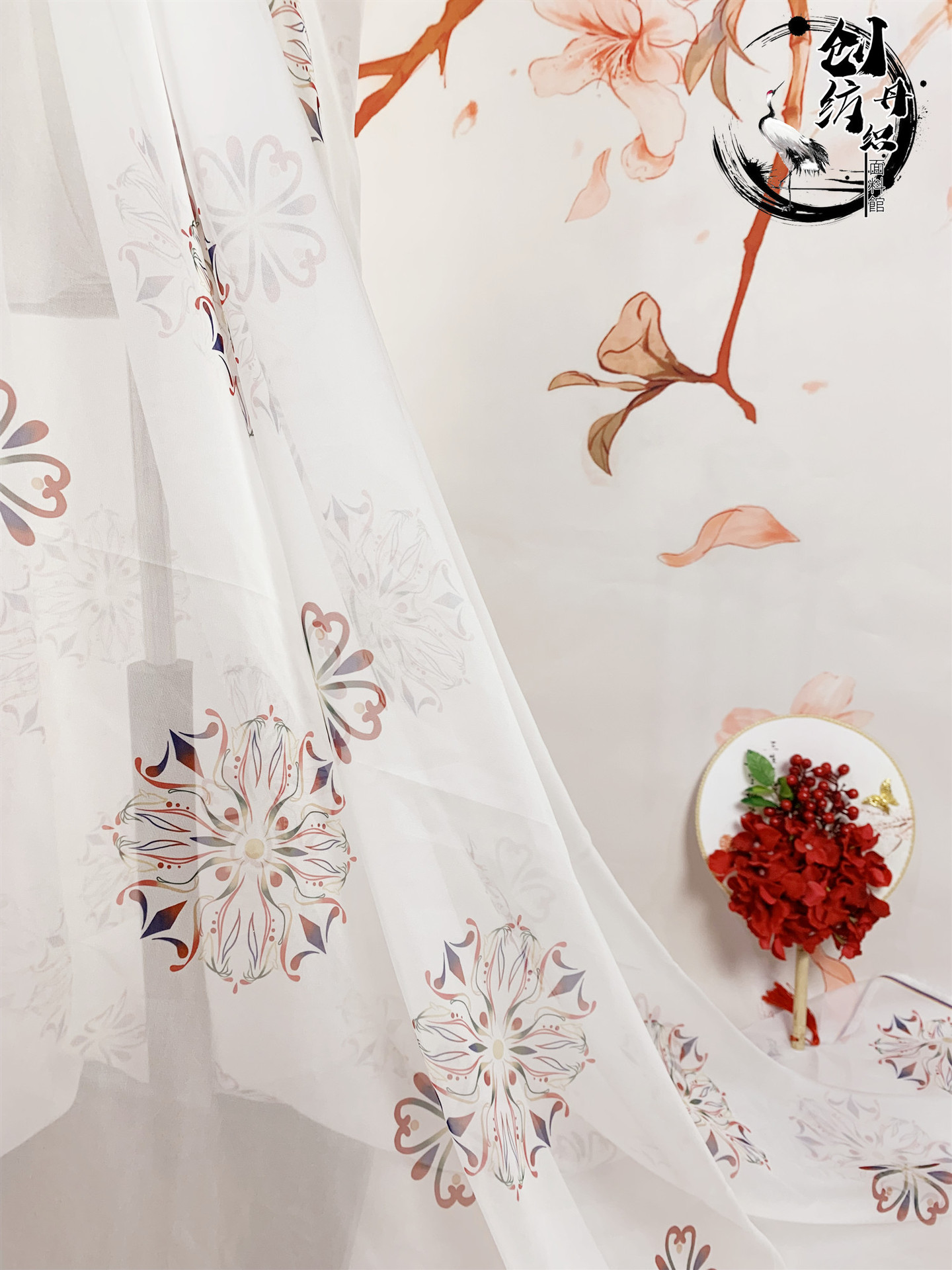 【火琉璃】原创唐风团花汉服面料 唐装古风大袖衫襦裙敦diy煌布料